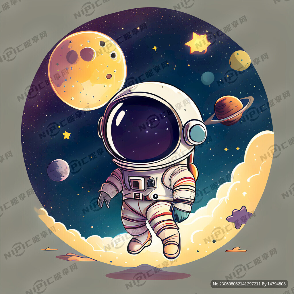 太空 卡通 星星 月亮