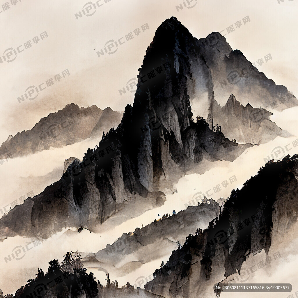 山谷 中国风 中国画 山水