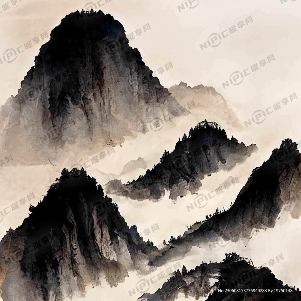 山谷 中国风 中国画 山水