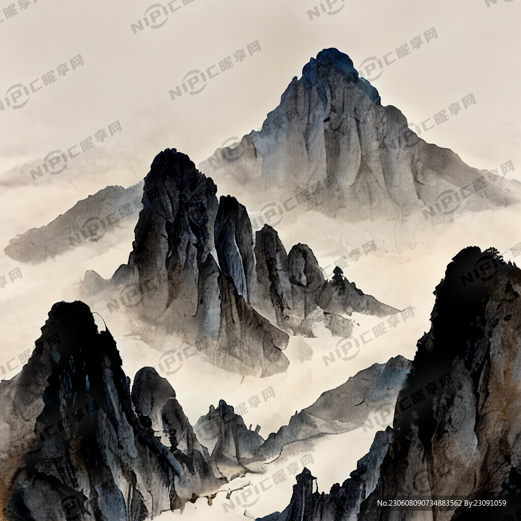 山谷 中国风 中国画 山水