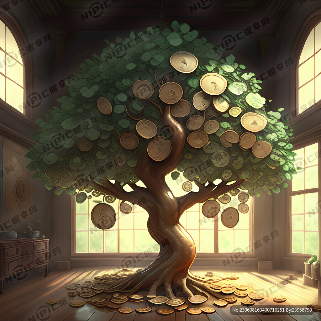 AI创作图铜钱树 室内nipic.com-昵图网