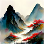 龙，山海经风格，混沌开天，彼岸花
有混沌之桥，蒙蒙雾气