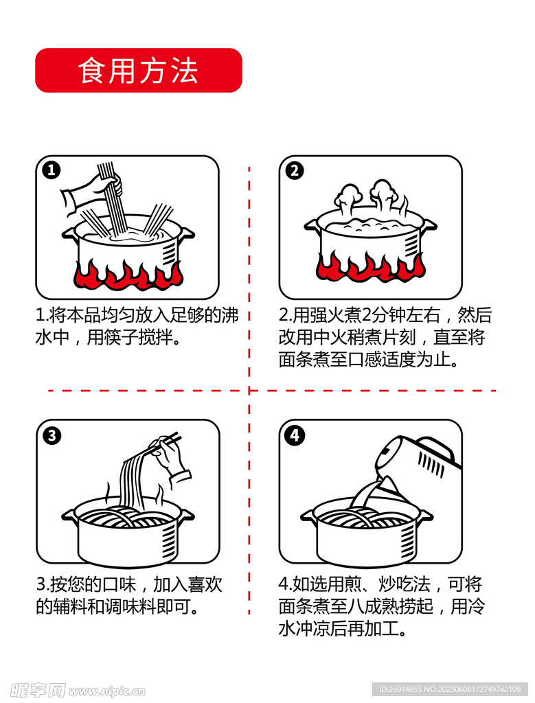 餐饮图标面条食用步骤图