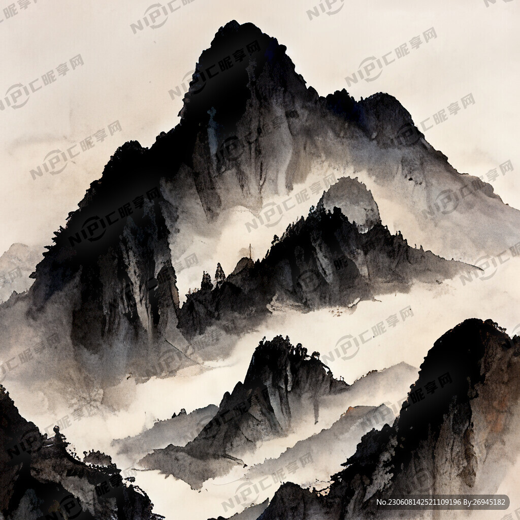 山谷 中国风 中国画 山水