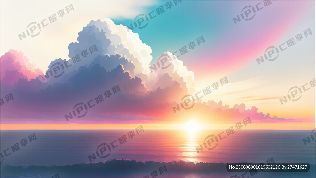 白色背景天空梦幻彩色白云明亮中