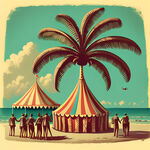 椰子树，嘉年华，马戏团，复古，海边
