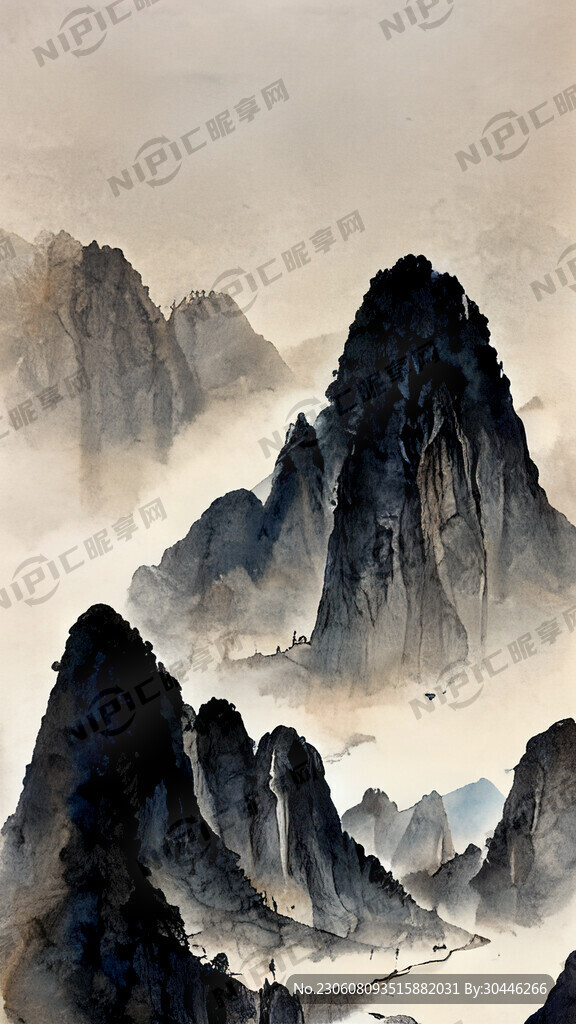 山谷 中国风 中国画 山水