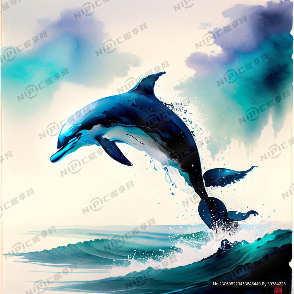 天空 海洋 海豚在海洋上空跳跃