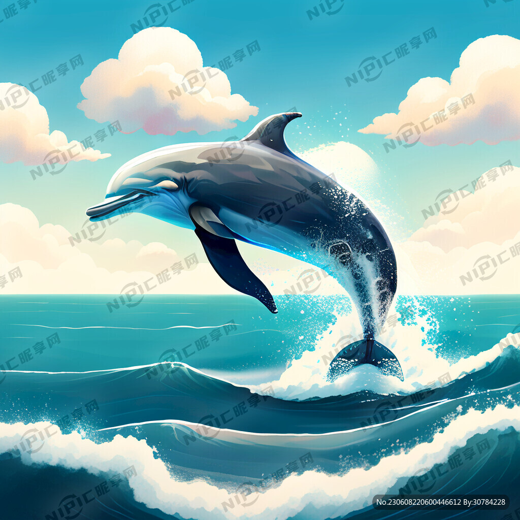 天空 海洋 海豚在海洋上空跳跃
