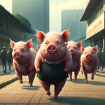 一群猪在台北走路