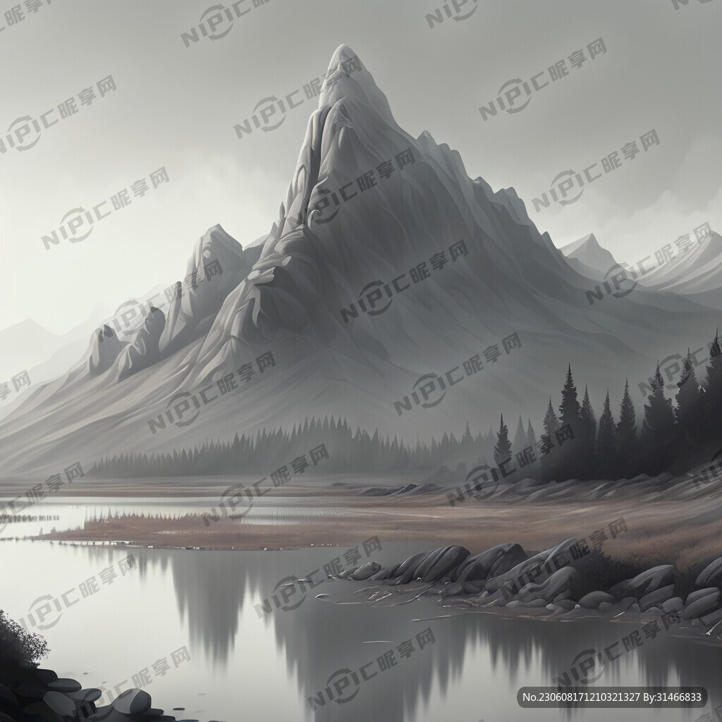 浅灰色 灰色山水