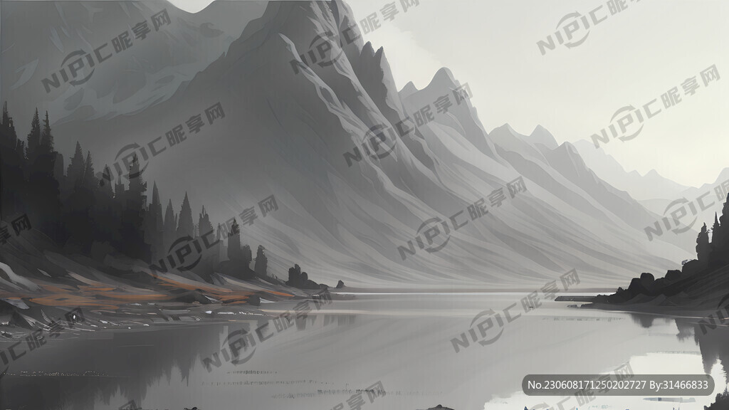 浅灰色 灰色山水