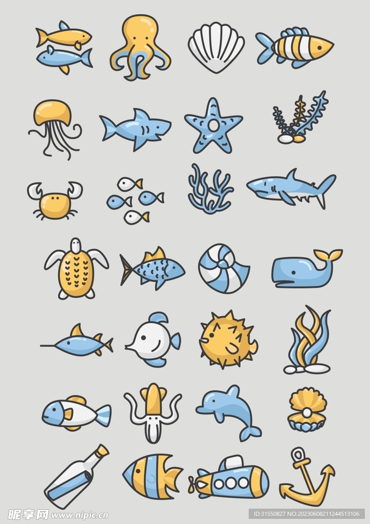 卡通海底小动物图片