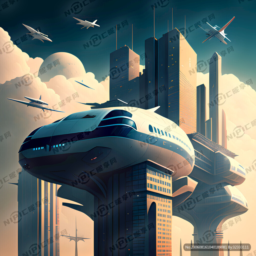 城市建筑 有飞机 高铁 陆地