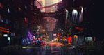 夜晚街道插画