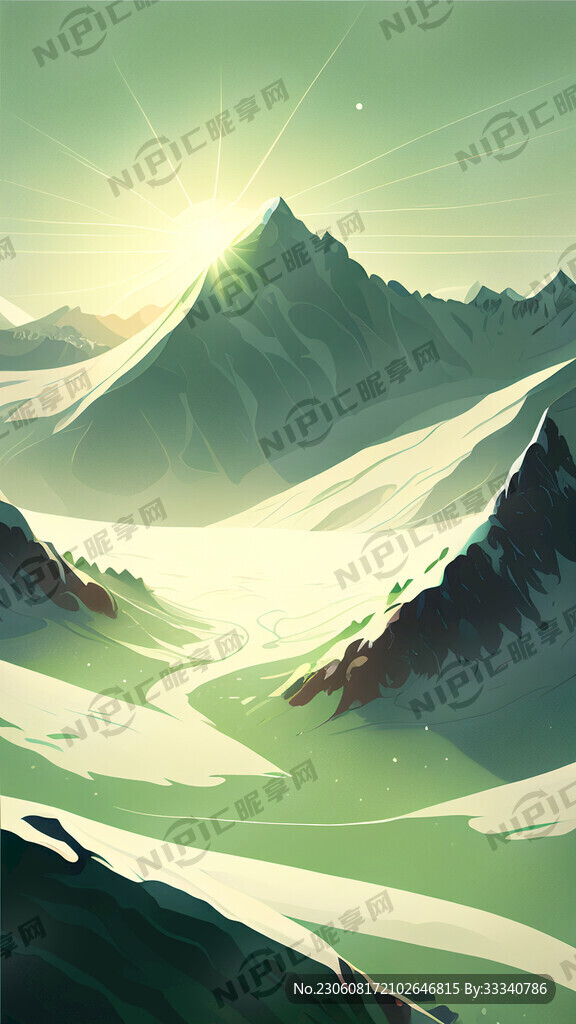 雪山土地阳光绿色