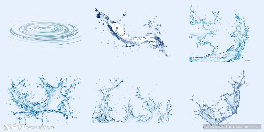 蓝色水滴水珠飞溅特效素材