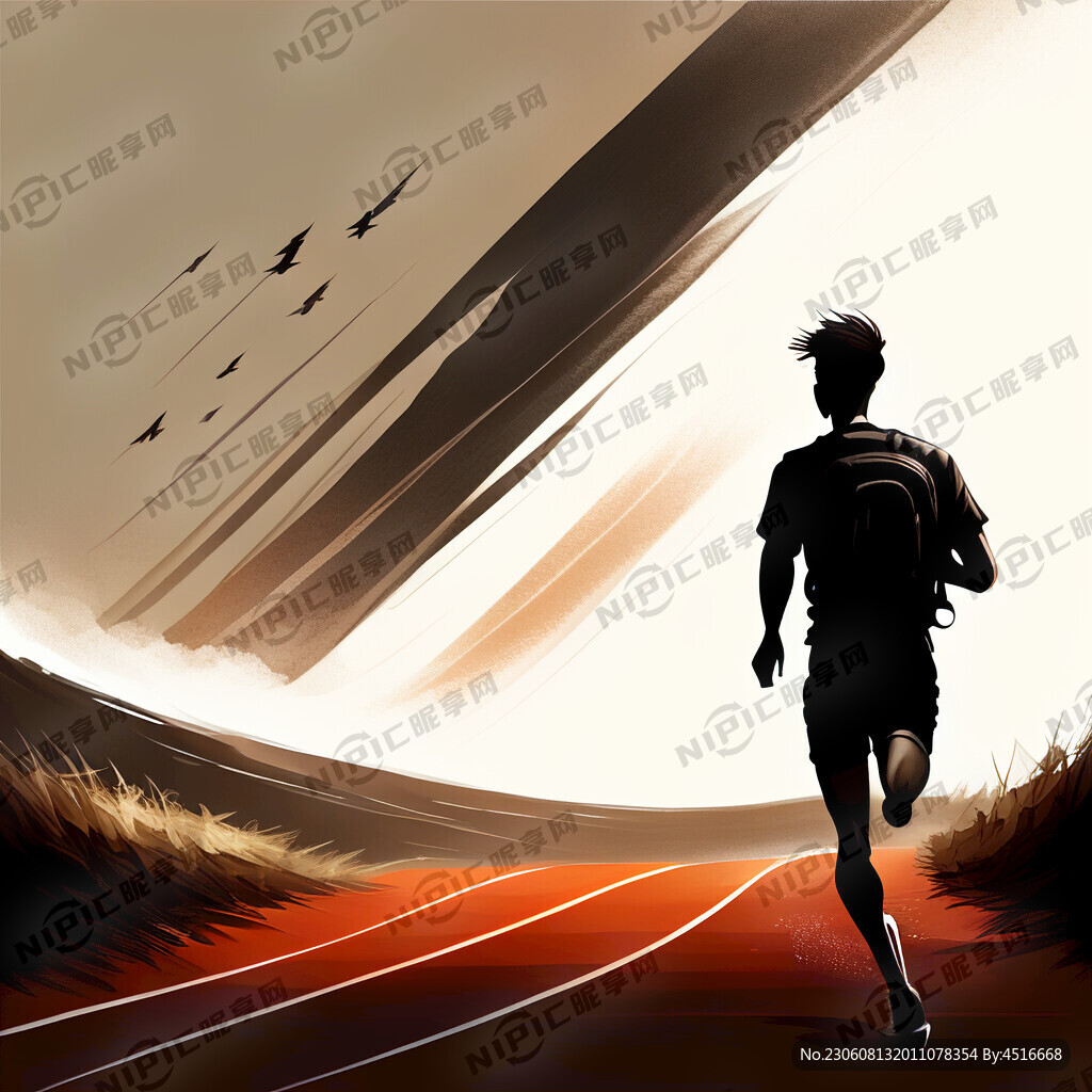 向前跑步 插画 运动会 背影