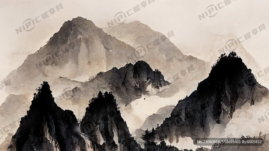 山谷 中国风 中国画 山水