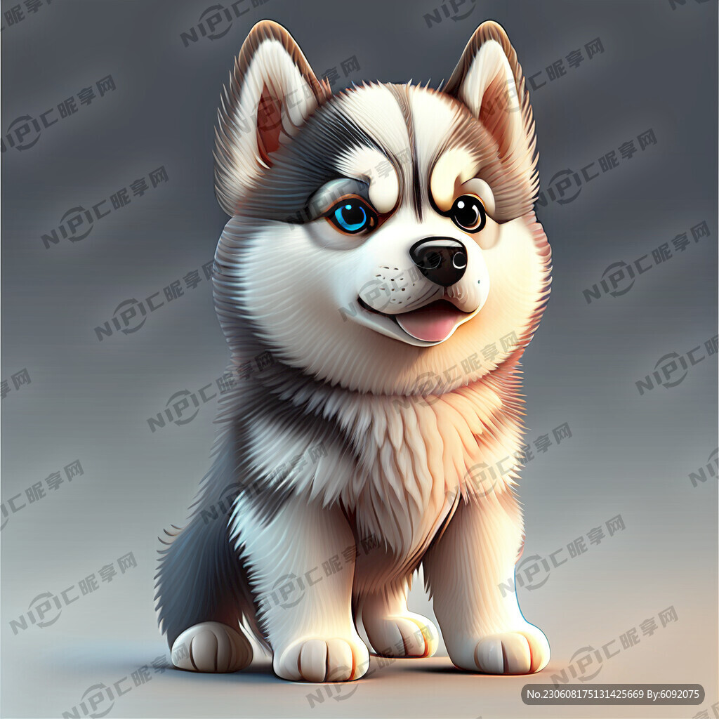 一个卡通狗 哈士奇品种