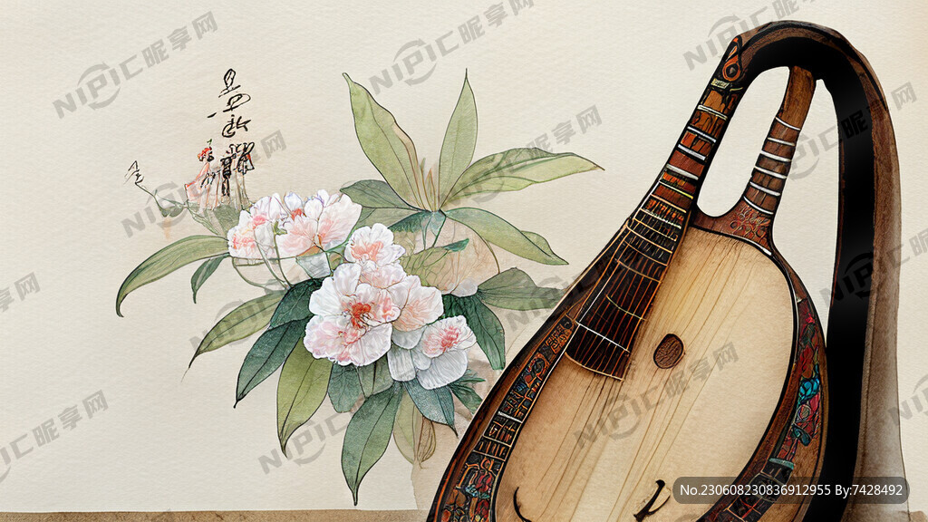 民族风 插画 民乐器 国潮