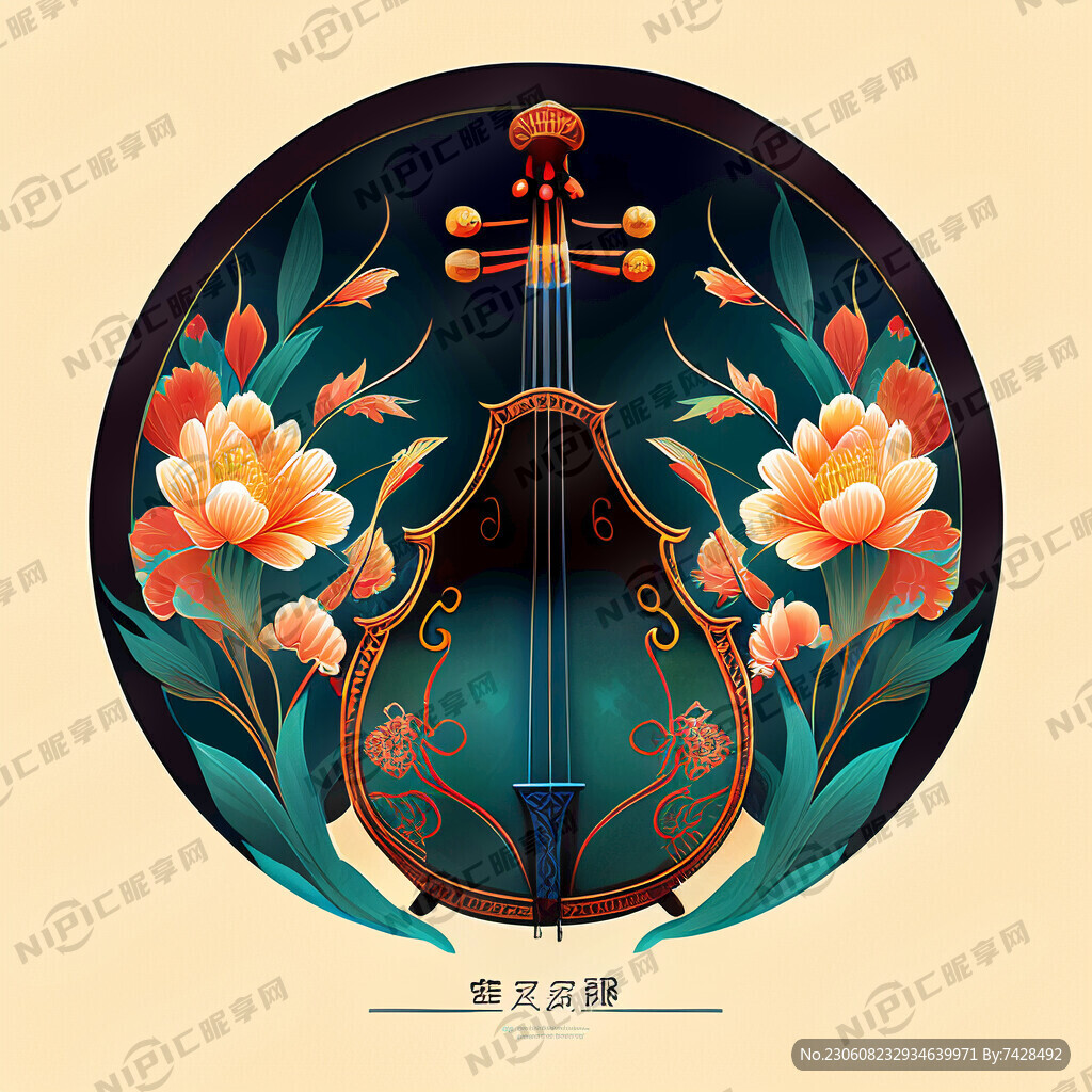 中国风 明亮插画 乐器 古筝