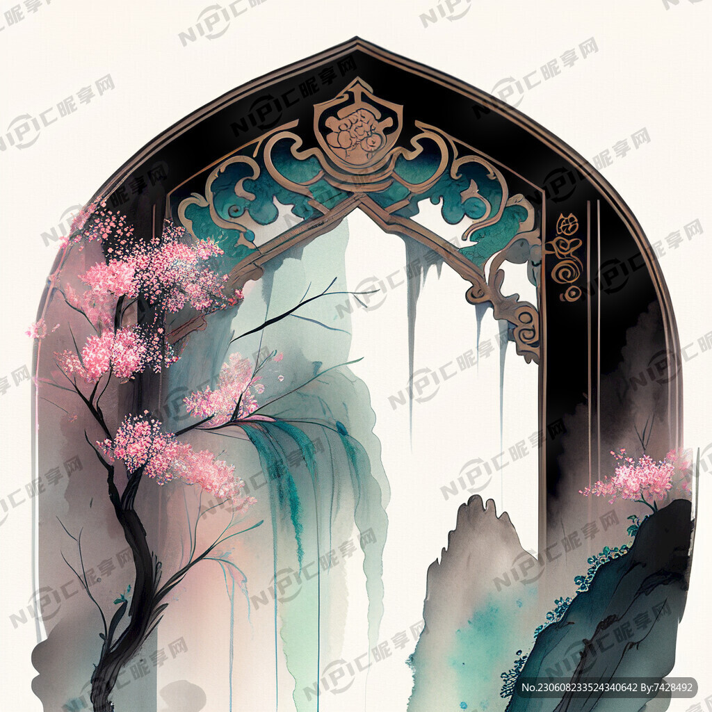 中国风 插画 古筝 国潮