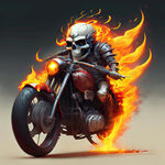 骷髅头火焰摩托车骑士