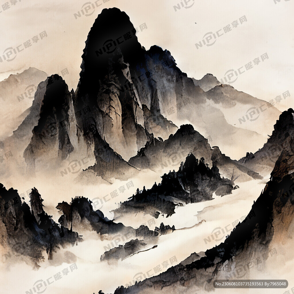 山谷 中国风 中国画 山水