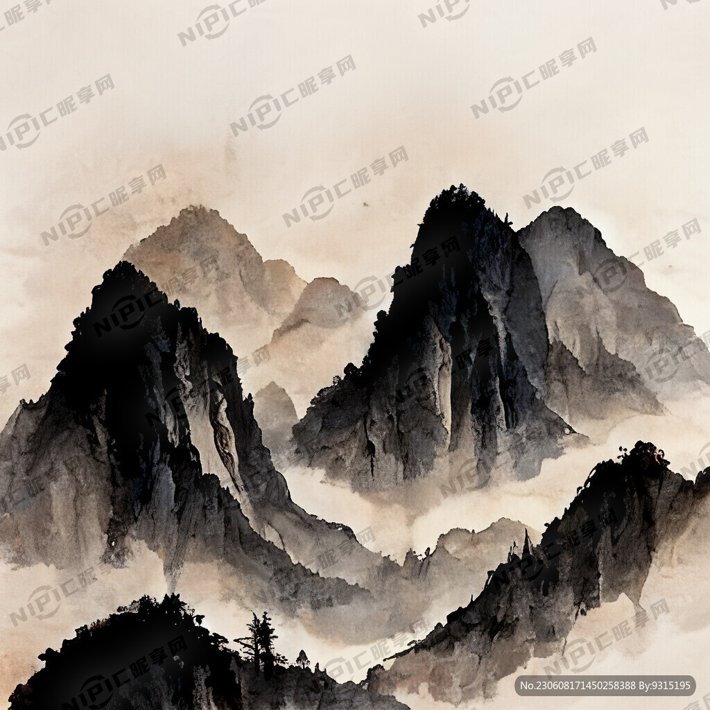 山谷 中国风 中国画 山水