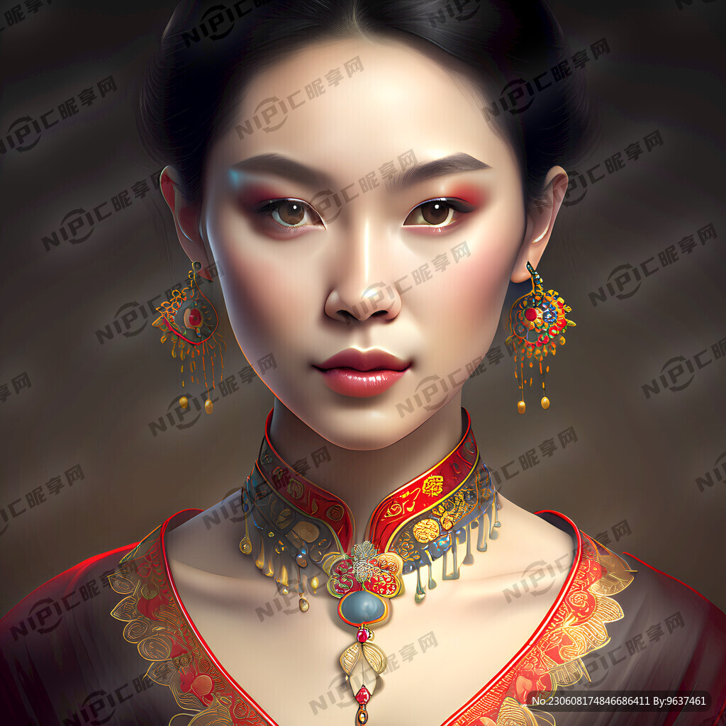 戴项链的美女