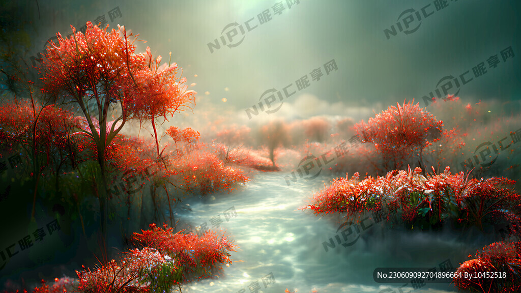 河流 彼岸花 晶莹剔透 梦幻