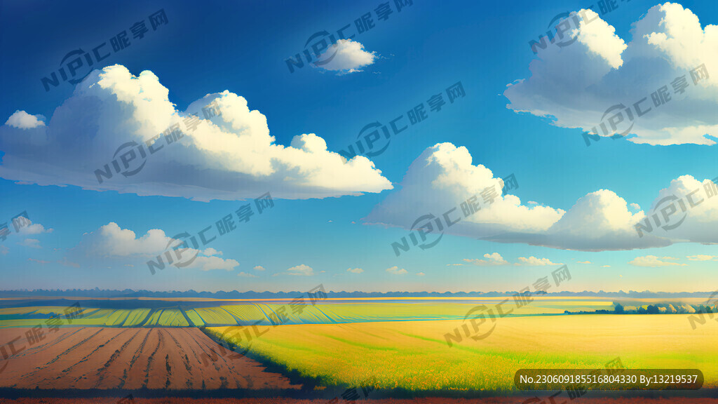 AI创作图土地 耕地 蓝天白云nipic.com-昵图网