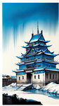 哈尔滨标志性建筑，中国历史文化古城，冰雪世界，大片蓝天，中国风