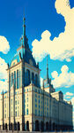 梵高，建筑为主的哈尔滨，大片蓝天