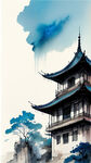 中国风，建筑为主的哈尔滨，大片蓝天白云