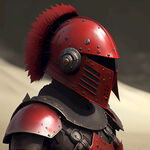 中世纪战斗坑红色铠甲加头盔