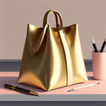 金色，礼品，手提袋，蛋白粉，办公桌，简笔图案，