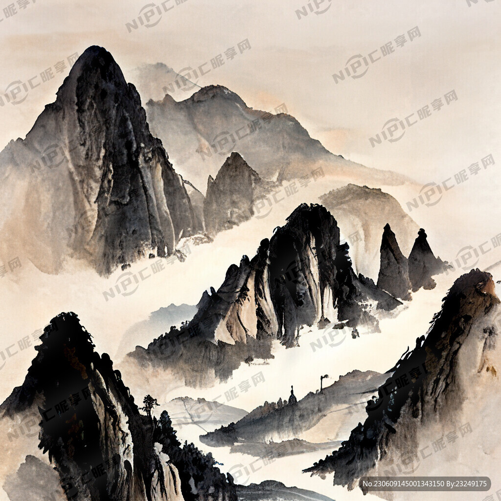 山谷 中国风 中国画 山水