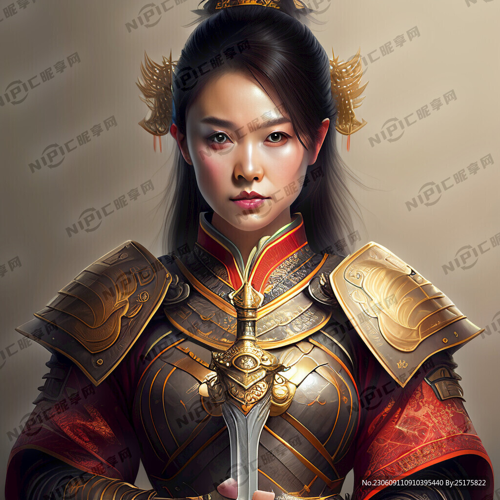美女穿铠甲手持宝剑