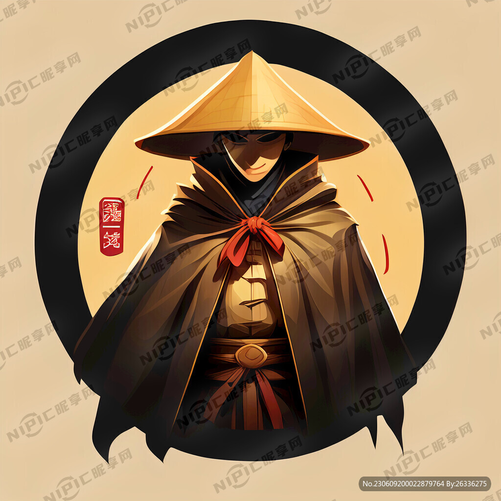 标志 大侠 笠帽 披风 烤串
