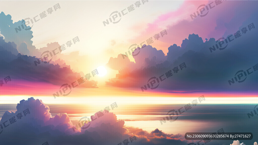 白色背景天空梦幻彩色白云明亮中