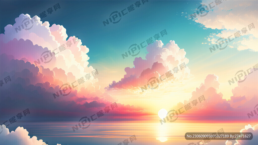 白色背景天空梦幻彩色白云明亮中