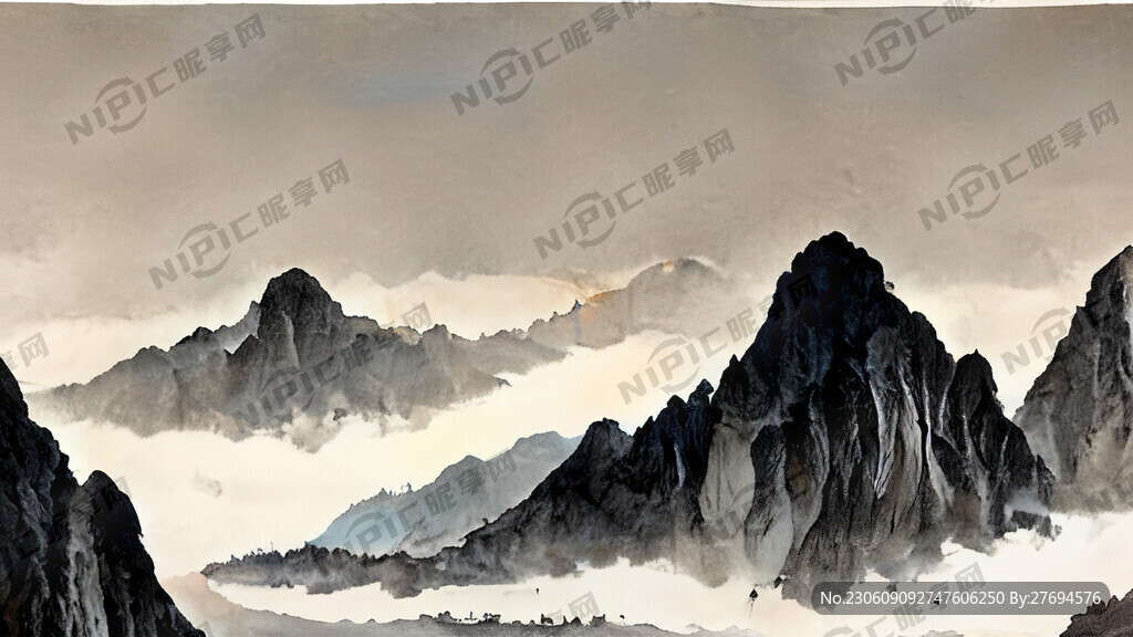 山谷 中国风 中国画 山水