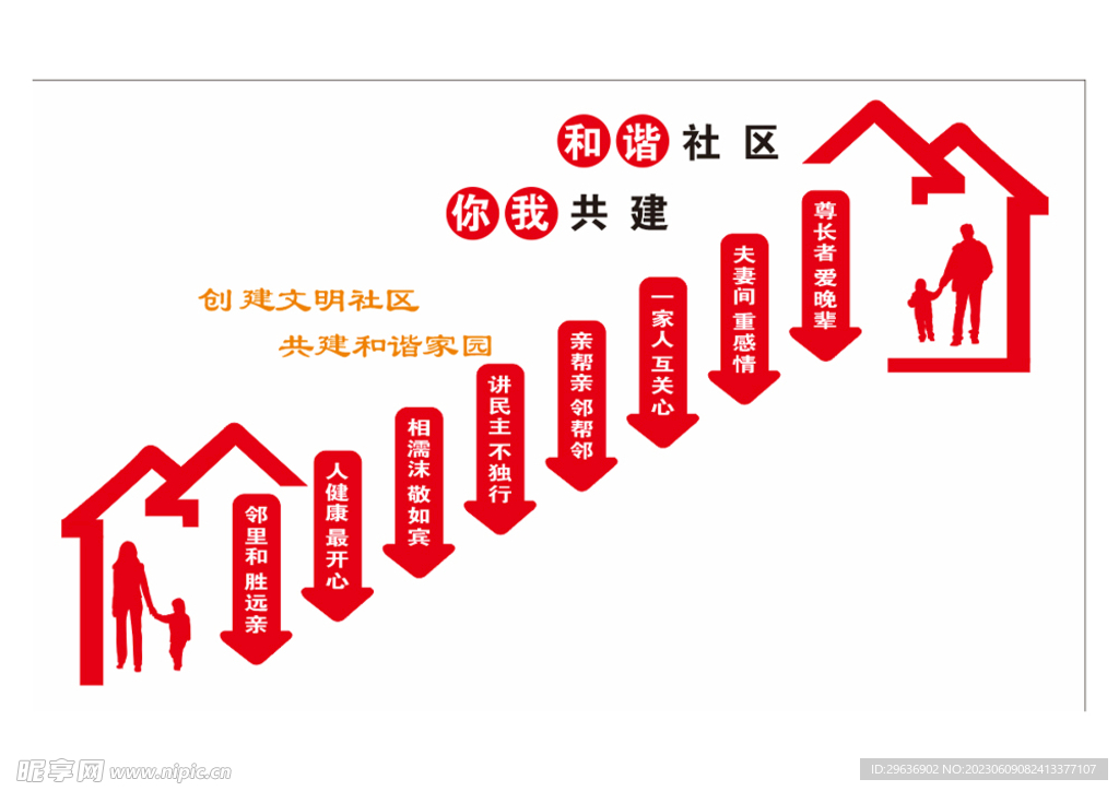 红色物业文化墙