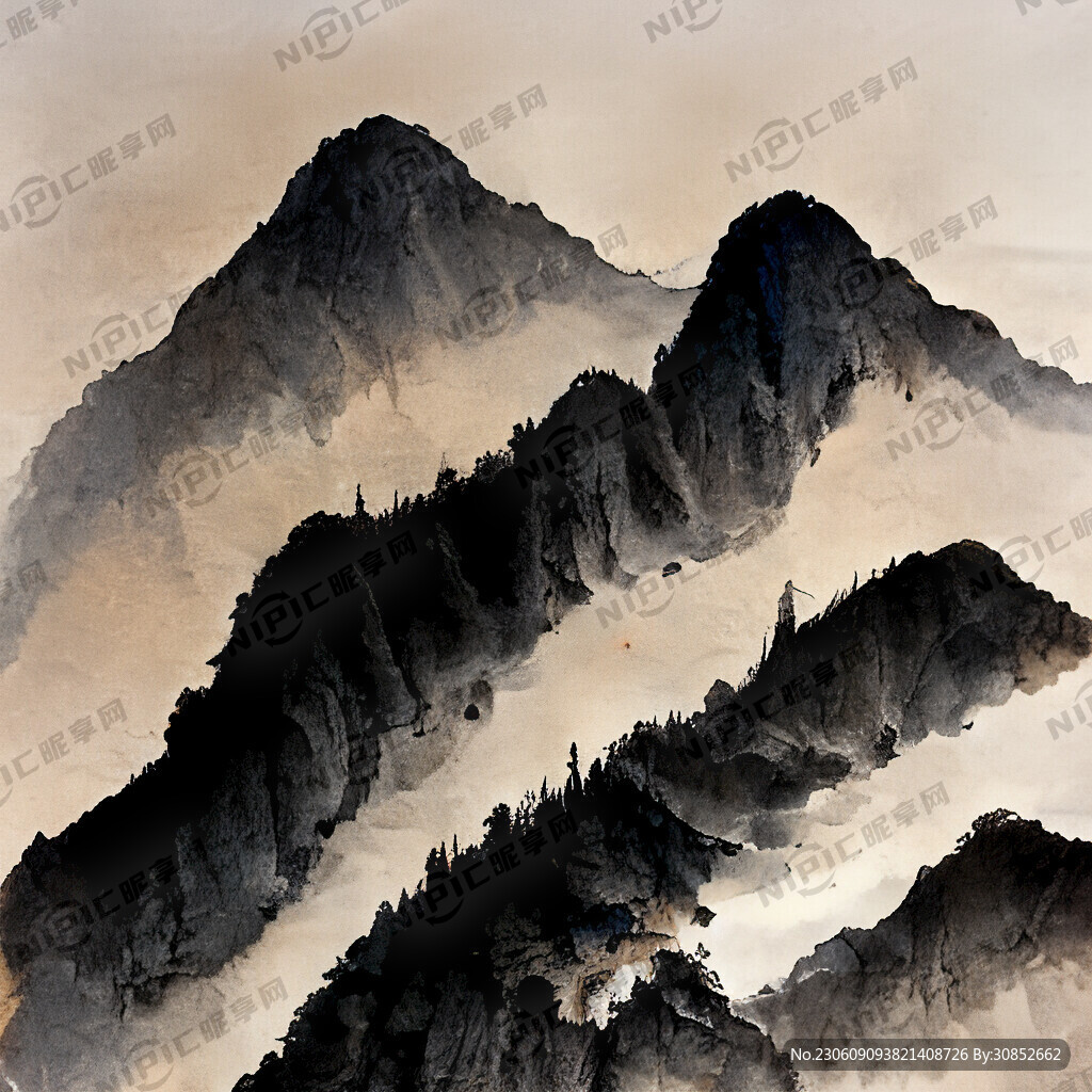 山谷 中国风 中国画 山水