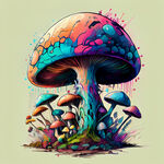 五颜六色的，梦幻的蘑菇，涂鸦风格