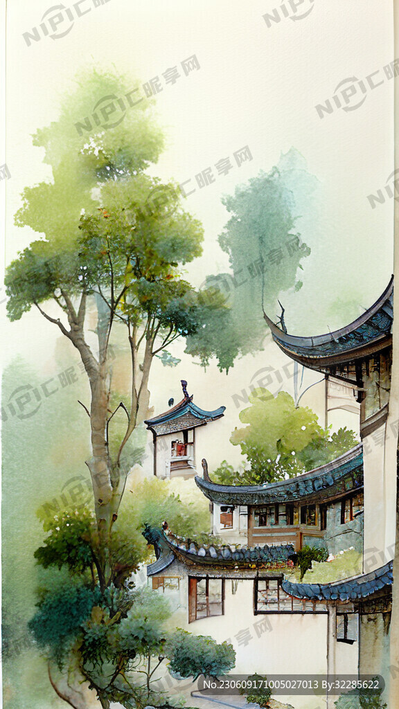 夏天美丽的小区园林