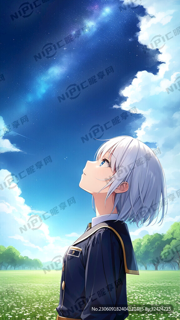 白发的少女 天空都是星星
