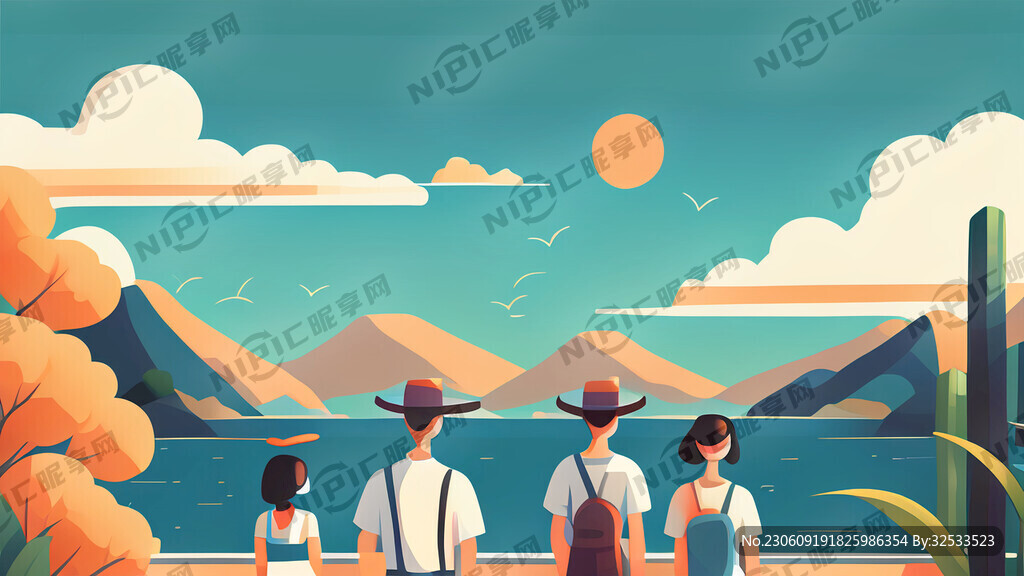 清爽夏日 扁平化人物